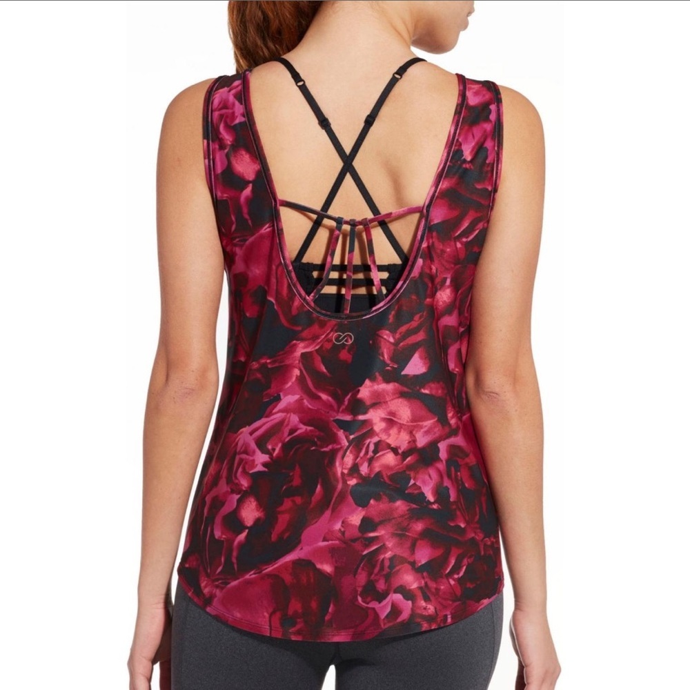 Calia Move Low Back Rose Floral Tank Top Size Med